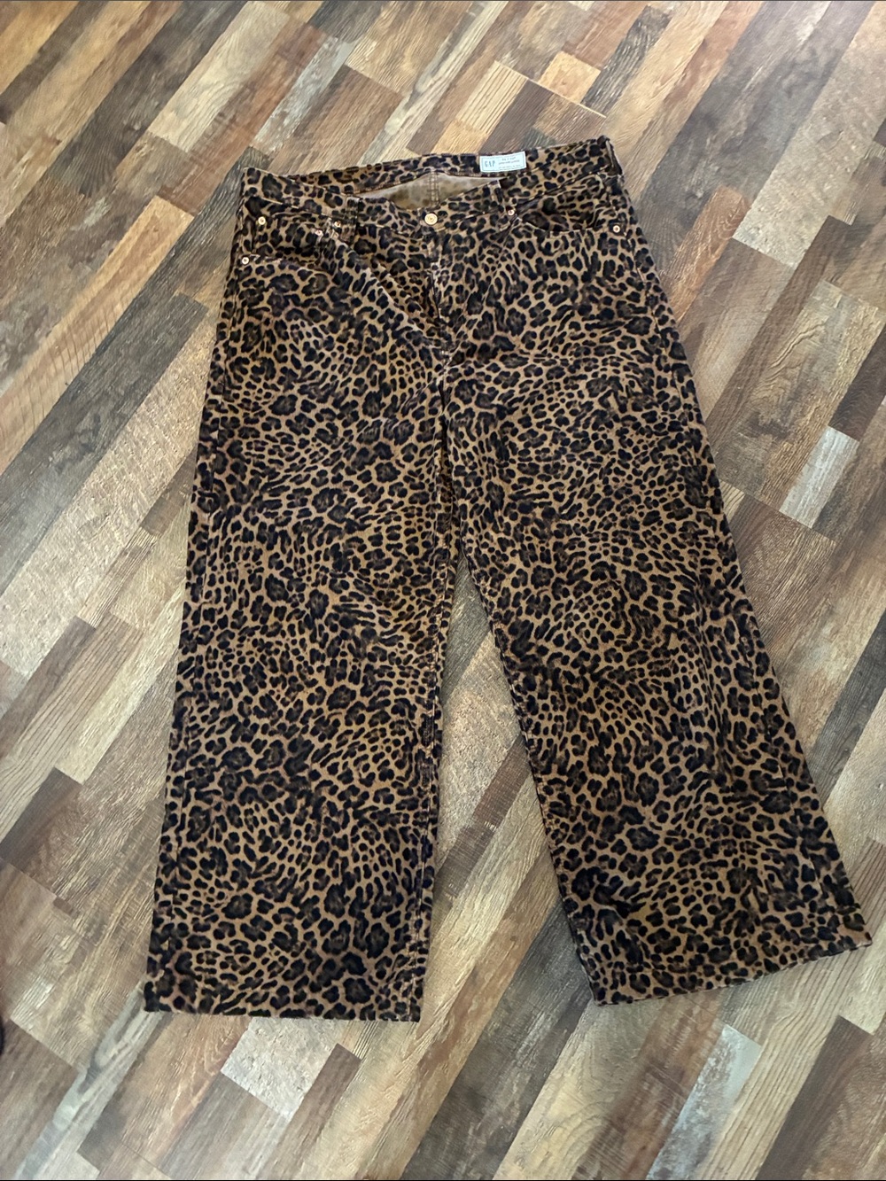 GAP Leopard Print Wide-Leg Pants - Brown & Black